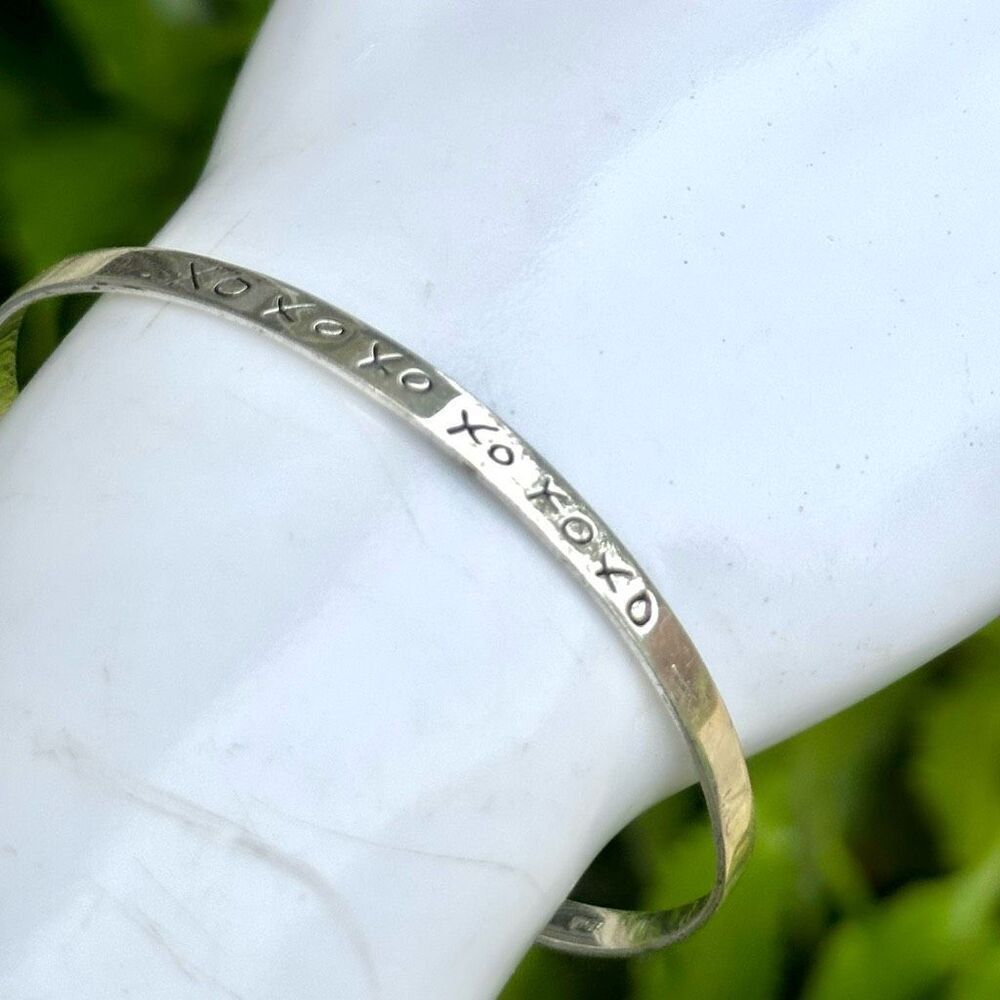 Sterling silver XOXO open cuff bracelet